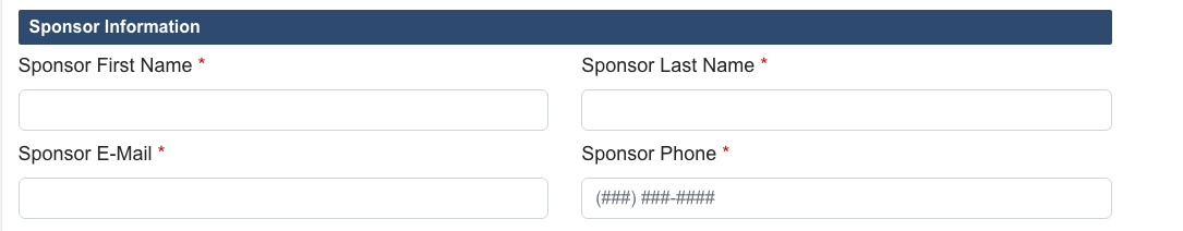 Sponsor information fields