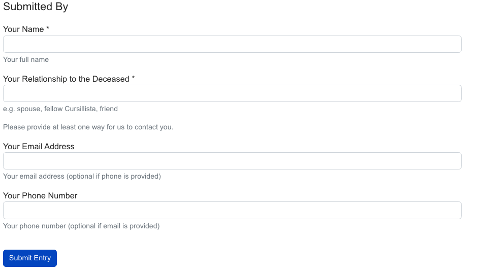 Submitter contact information fields