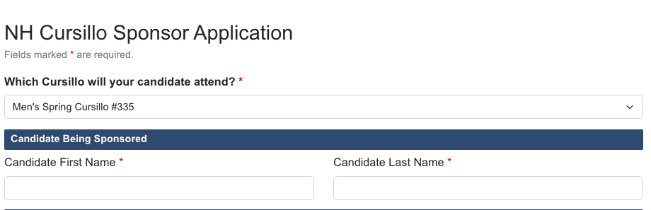 Weekend selector and candidate name fields