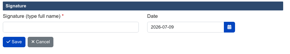 Electronic signature and save button